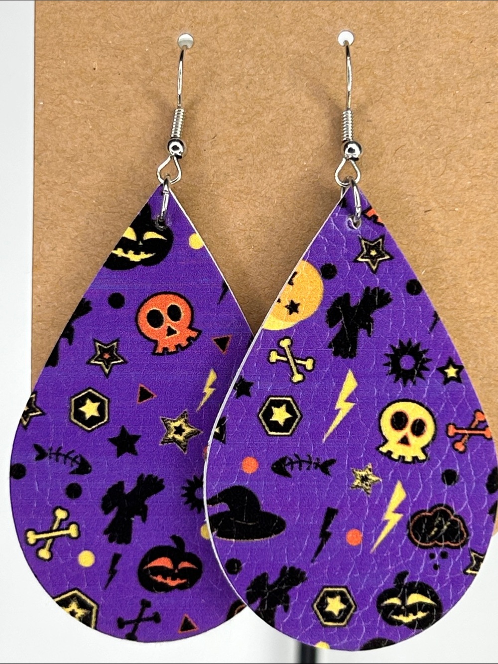 *LAST SET* Faux Leather Dangle Earrings Halloween Fall Fashion Jewelry
